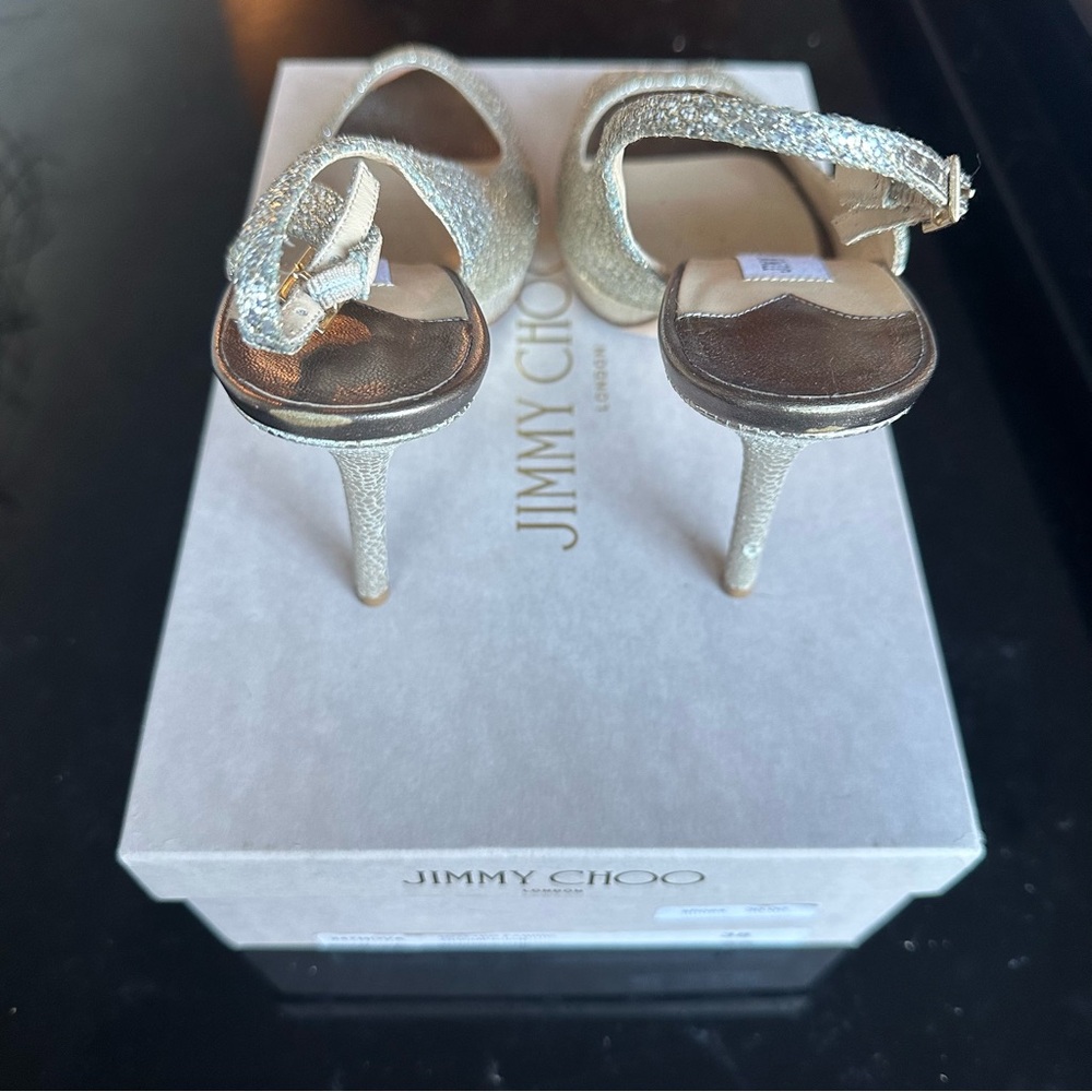 Jimmy Choo Nova Sparkly Glitter Open Toe Platform… - image 4